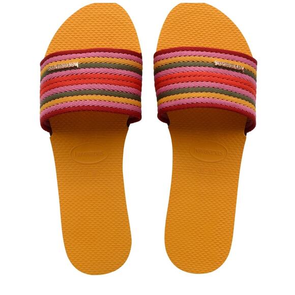 Havaianas You Malta Mix Flip Flop Sandals Orange Citrus Women's 9/10 NEW - Picture 1 of 5